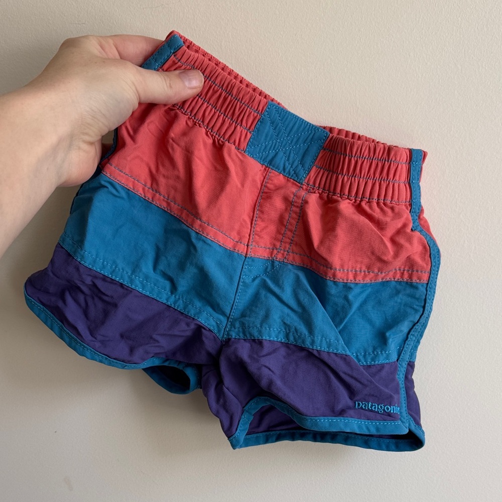 Patagonia Colorblock board Shorts - Coral, Teal & Purple